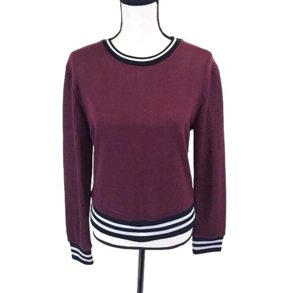 NWT The Edit By Seventeen Womens Burgundy Long Sleeve Trim Sweatshirt Juniors L